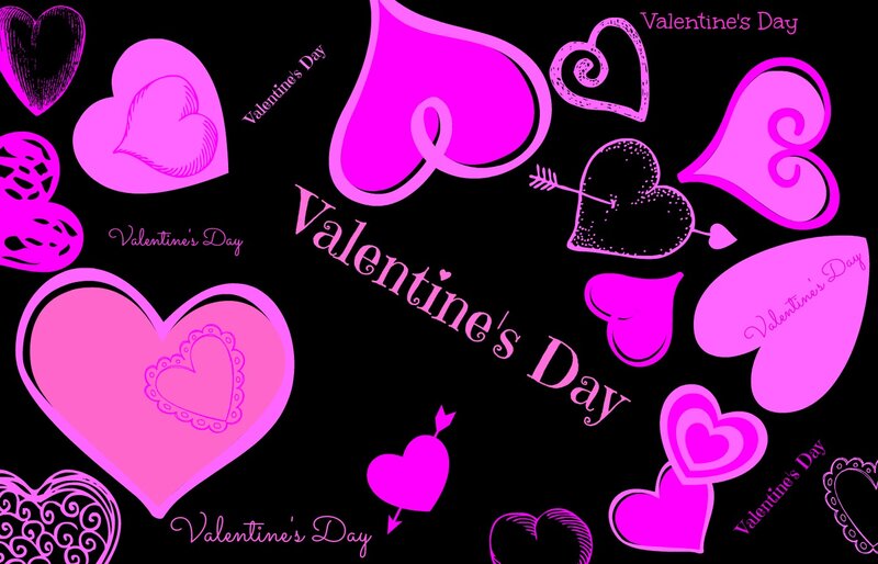 Hearts and Text on Black