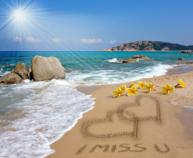 Hearts Drawn in Sand — Blue, Serene
