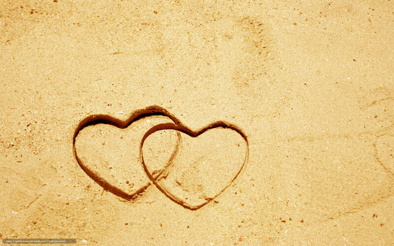 hearts drawn in the sand