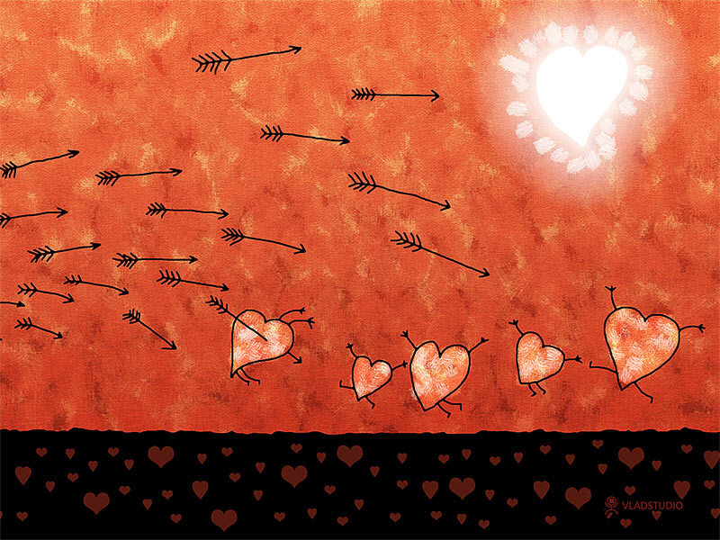 hearts fleeing from arrows