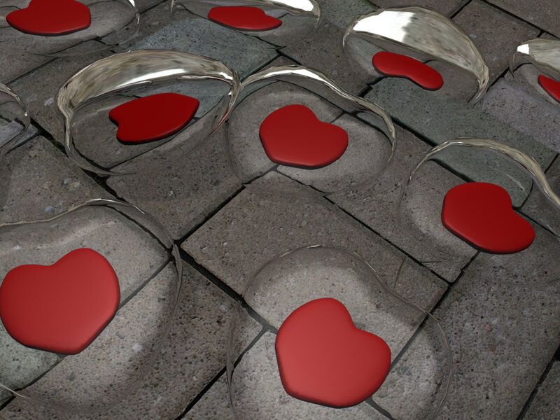 hearts in glass domes