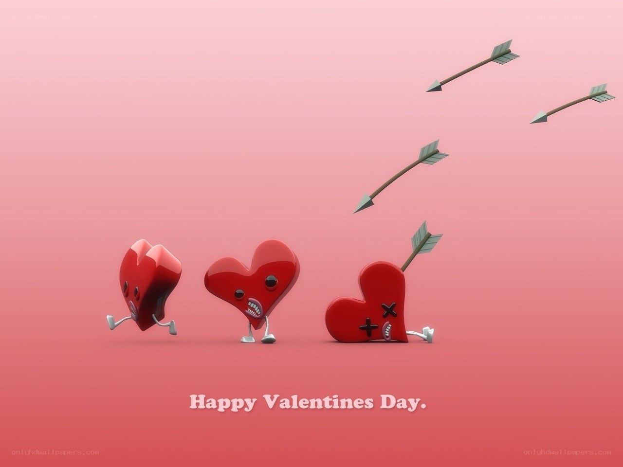 Hearts in love and pain