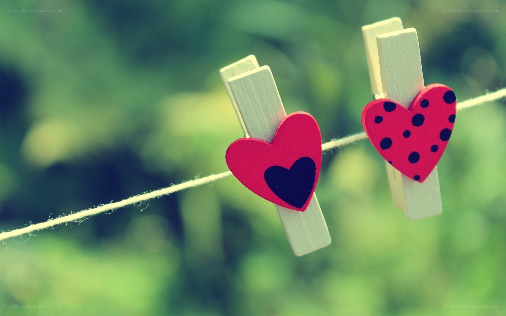 hearts on a clothesline