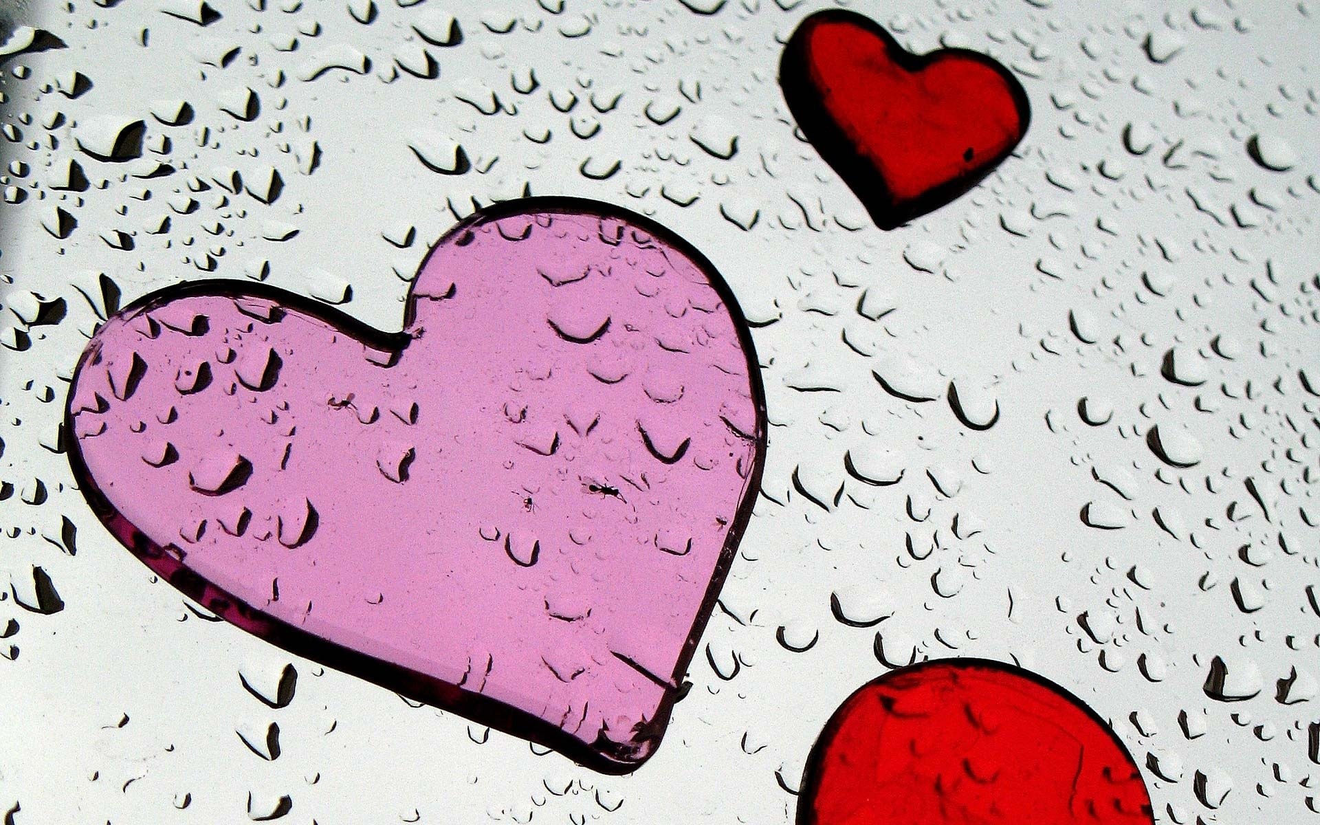 Hearts on a rainy window