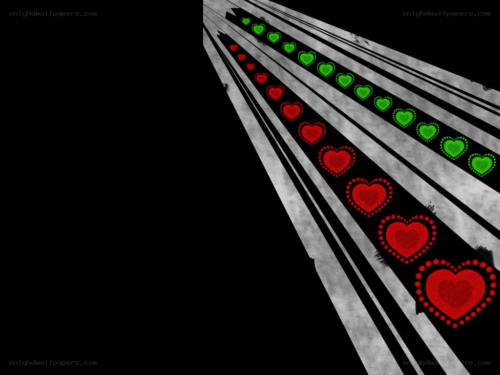 hearts on a striped path