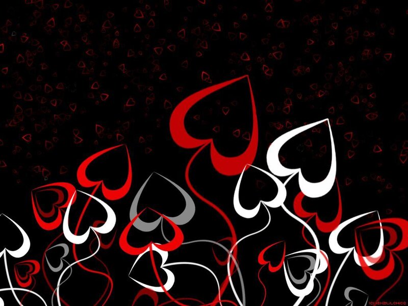 hearts on black background