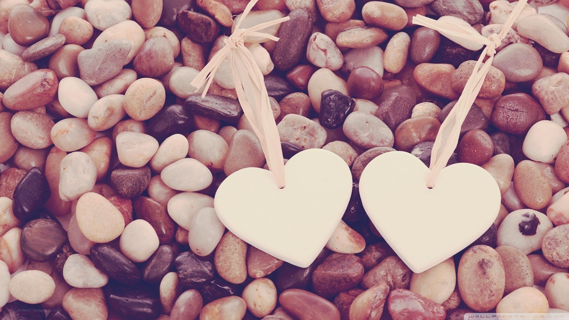 hearts on pebbles