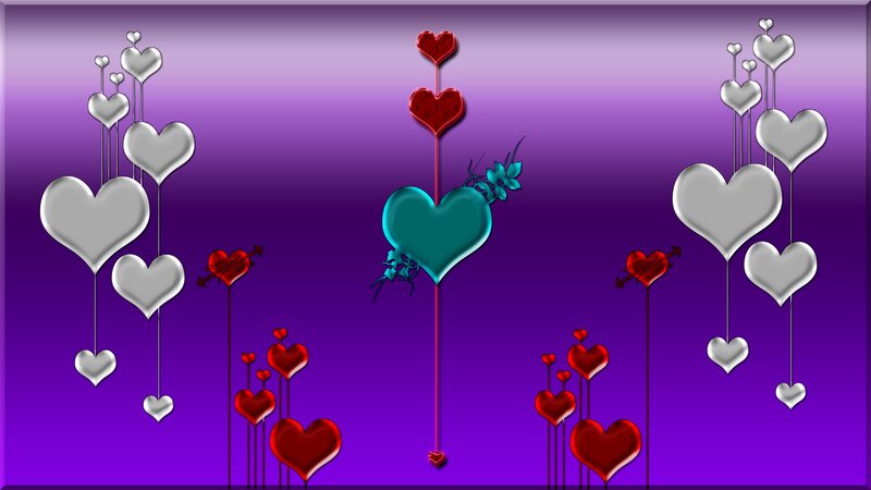 Hearts on Purple Background