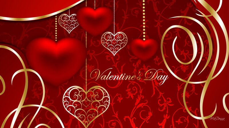 Hearts on Red Background — Romantic