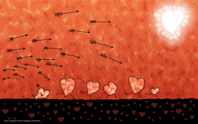 hearts running from arrows