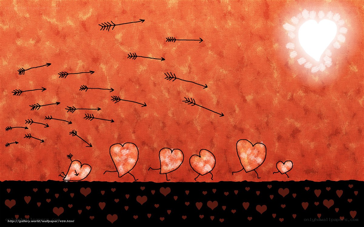 hearts running from arrows