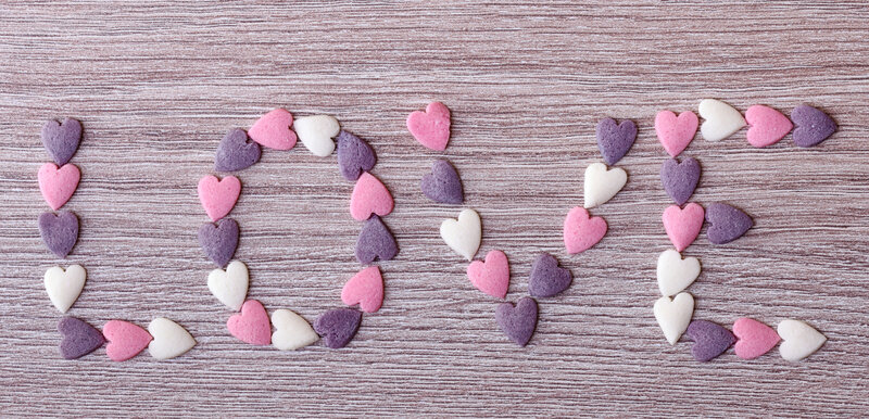 Hearts Spelling Love — Pink
