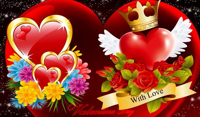 Hearts with Flowers — Red, Romantic