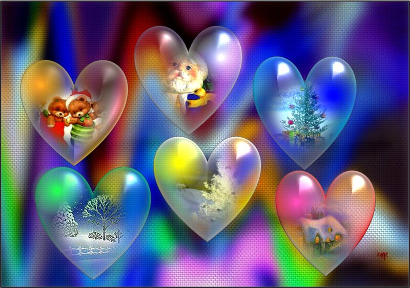 Hearts with Holiday Scenes
