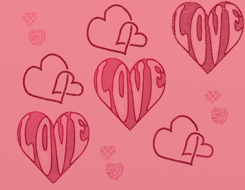 Hearts with Love Text — Pink, Romantic