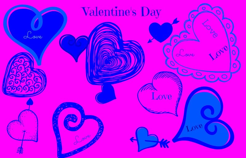 Hearts with Love Text — Pink