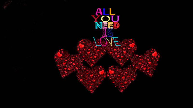 Hearts with Text — Black