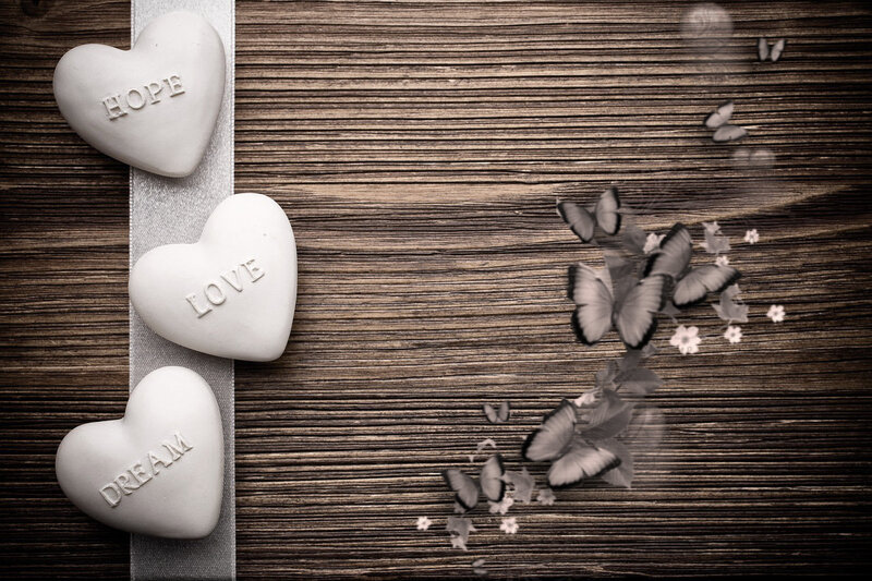 Hearts with Words on Wood