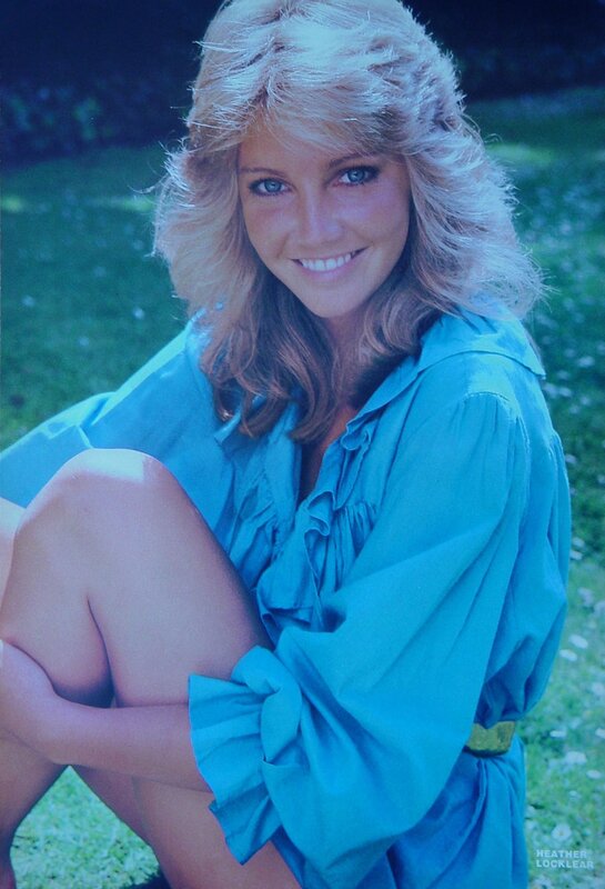 Heather Locklear in a blue shirt