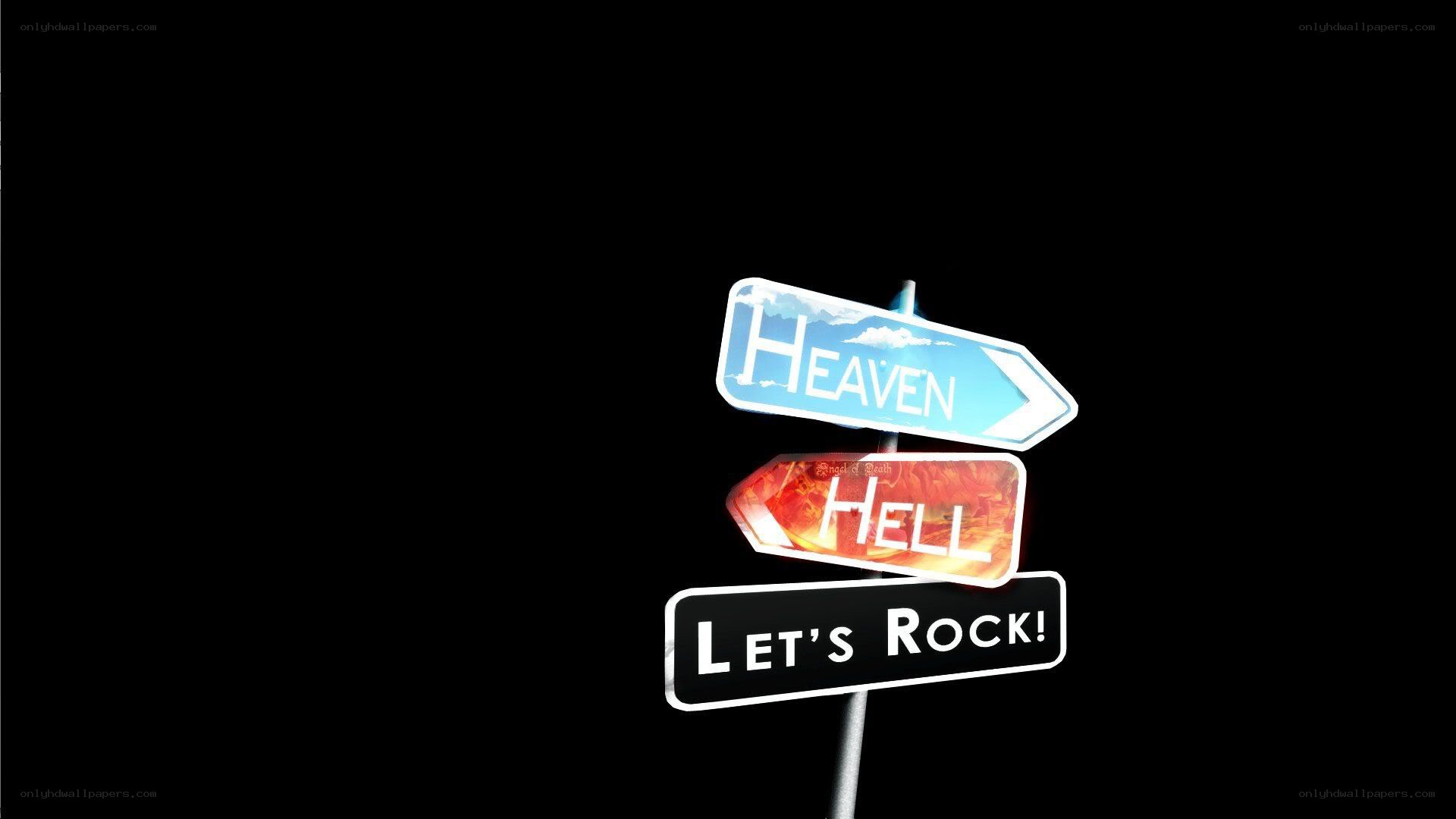 Heaven hell let's rock signs