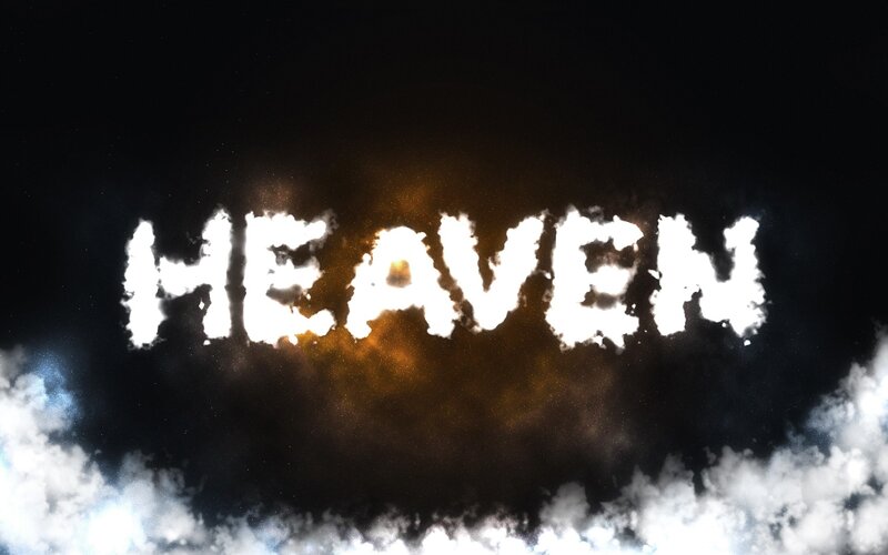 heaven text in clouds