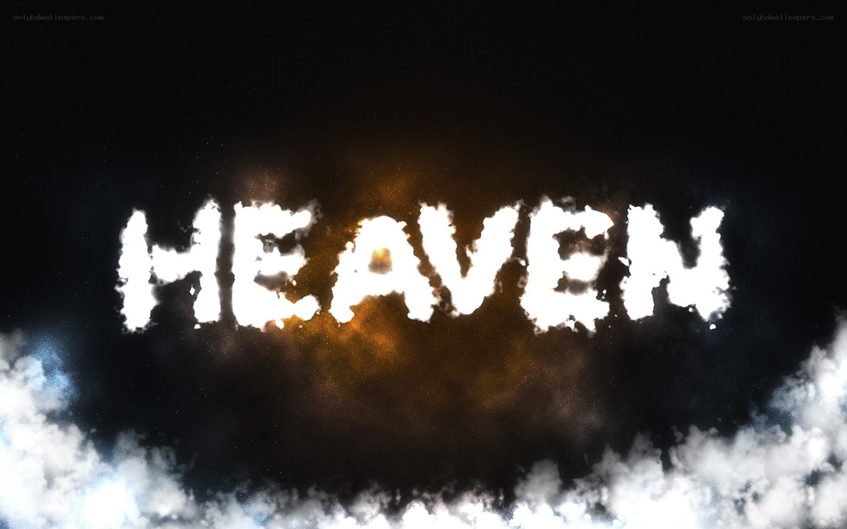 heaven text in clouds