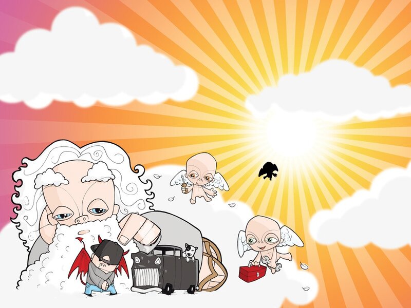 Heavenly characters with car
