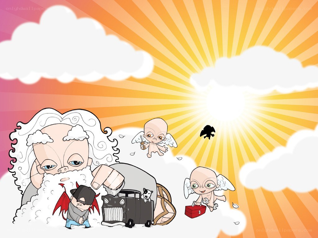 Heavenly characters with car