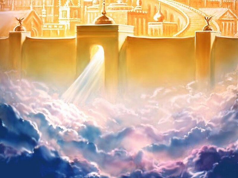 heavenly city with golden gates