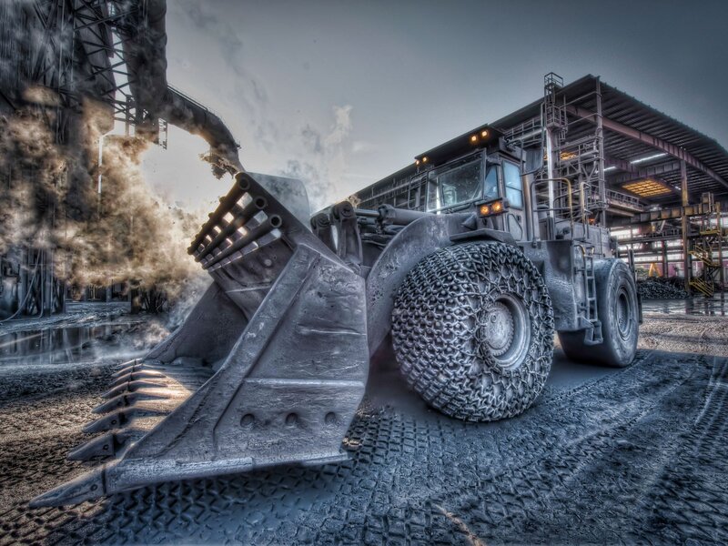 Heavy machinery at industrial site