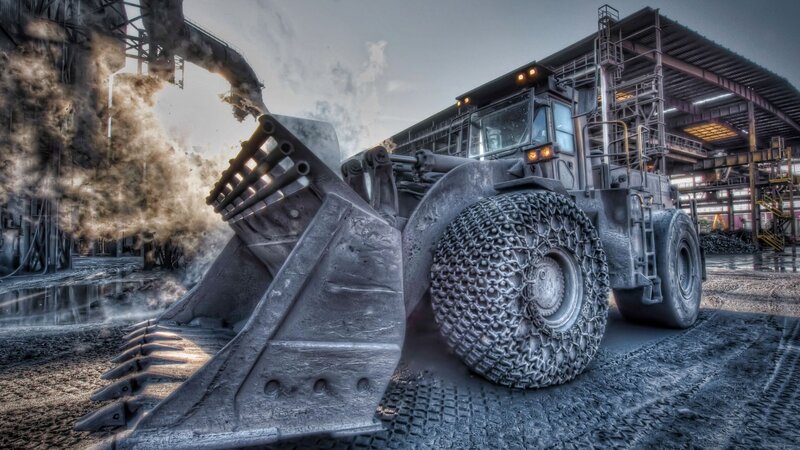 Heavy machinery at industrial site