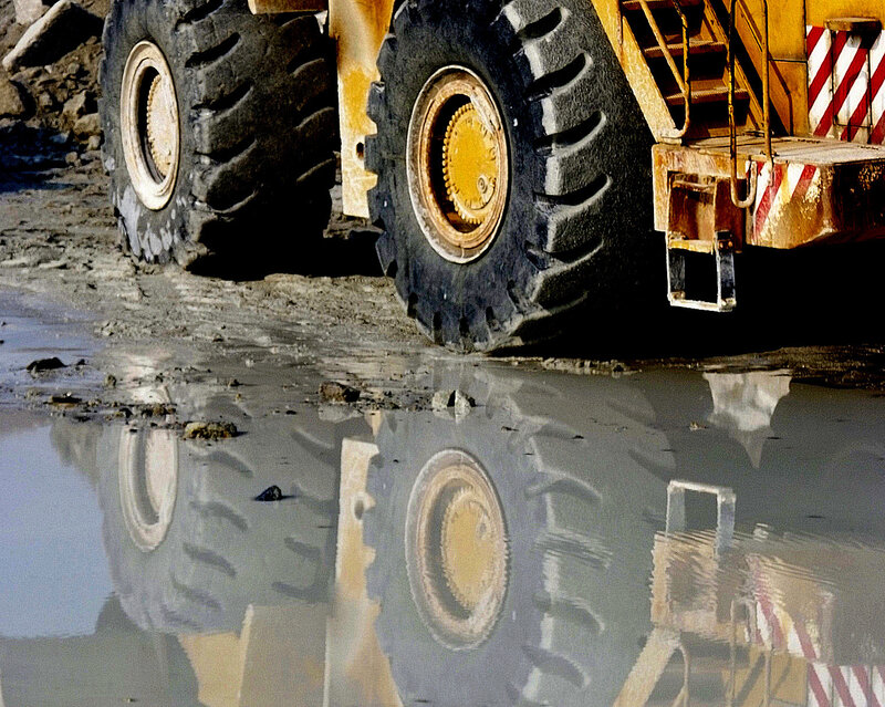 Heavy machinery in muddy water
