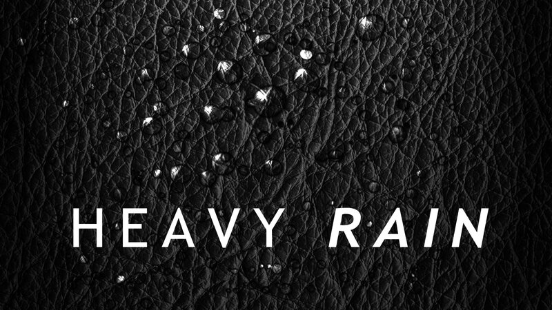 Heavy Rain text on leather
