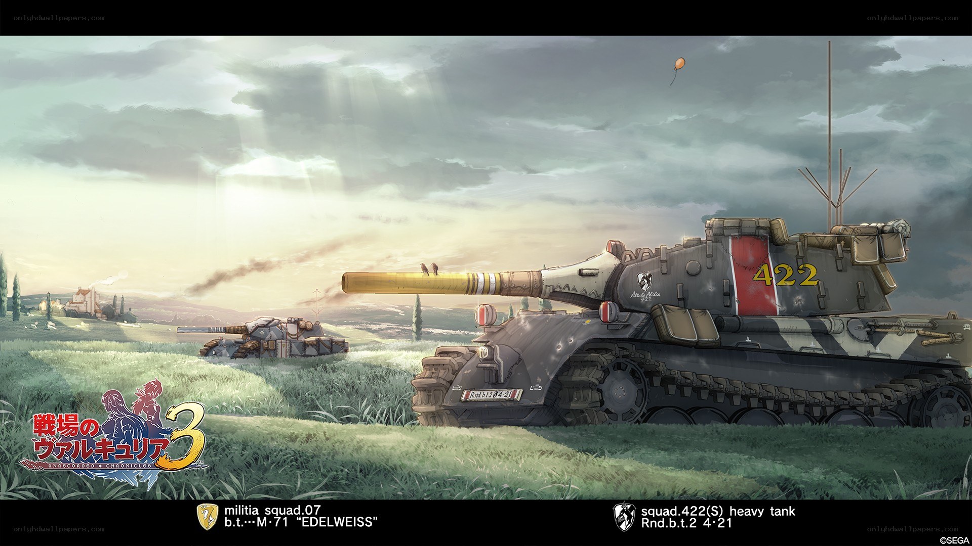 Heavy tank in a field