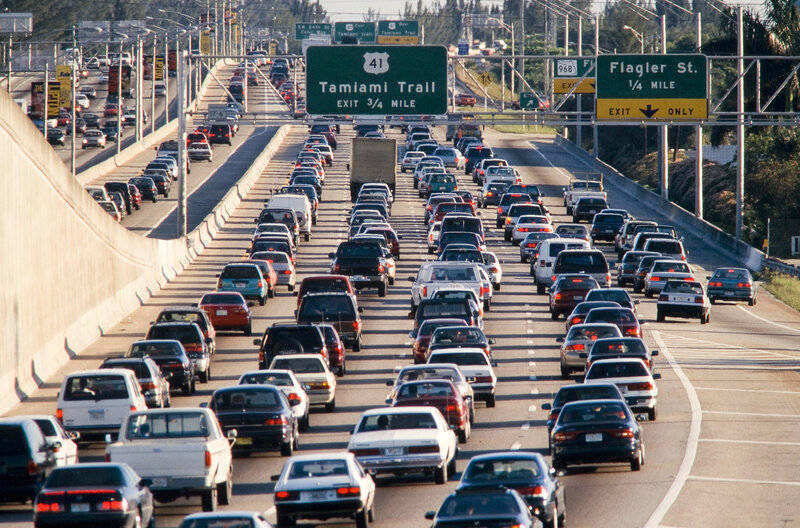 Heavy traffic on a busy highway