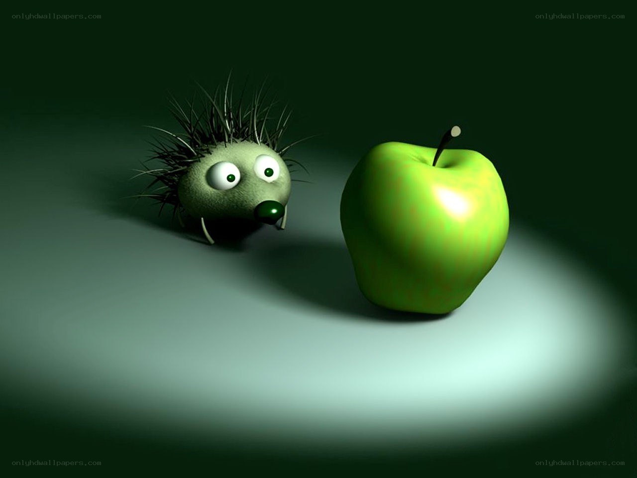 Hedgehog and green apple