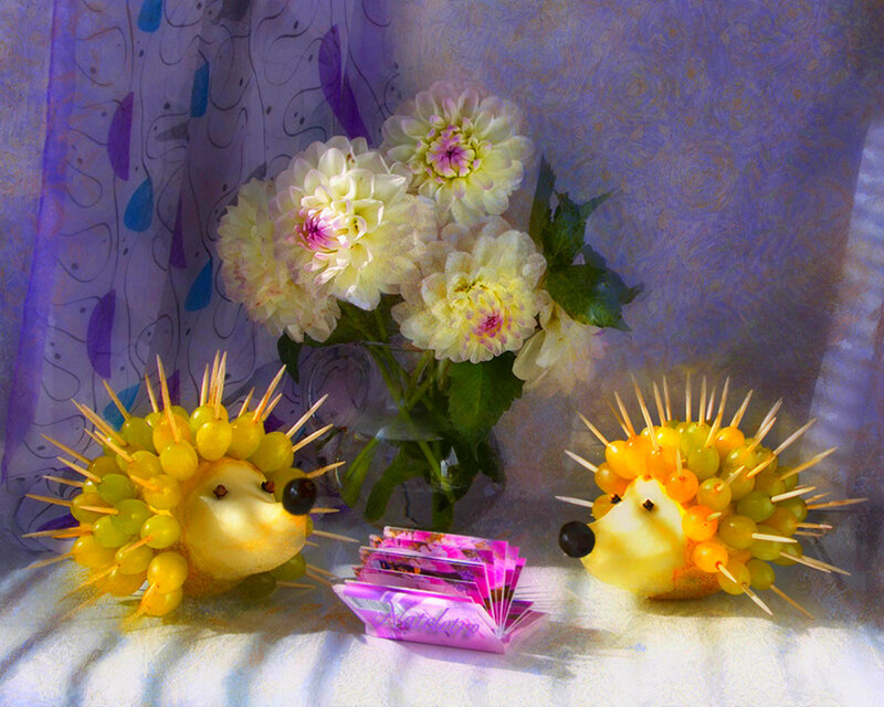 Hedgehog Fruit Sculptures