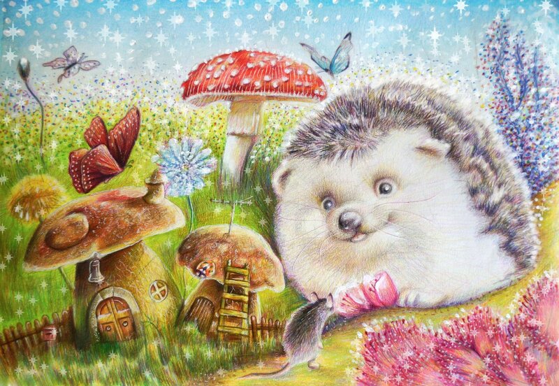 Hedgehog in Garden — Green