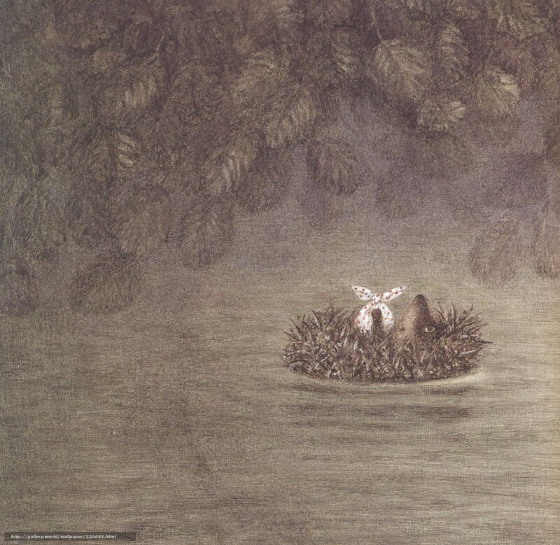 Hedgehog with a bow in water