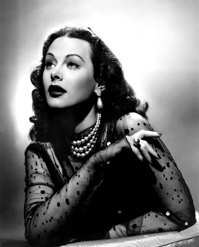 Hedy Lamarr in a polka-dot dress