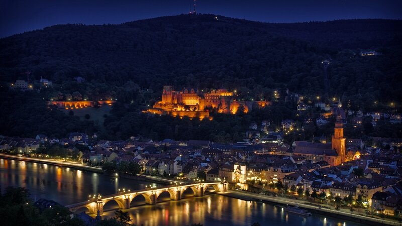Heidelberg Castle at Night — Blue, Serene