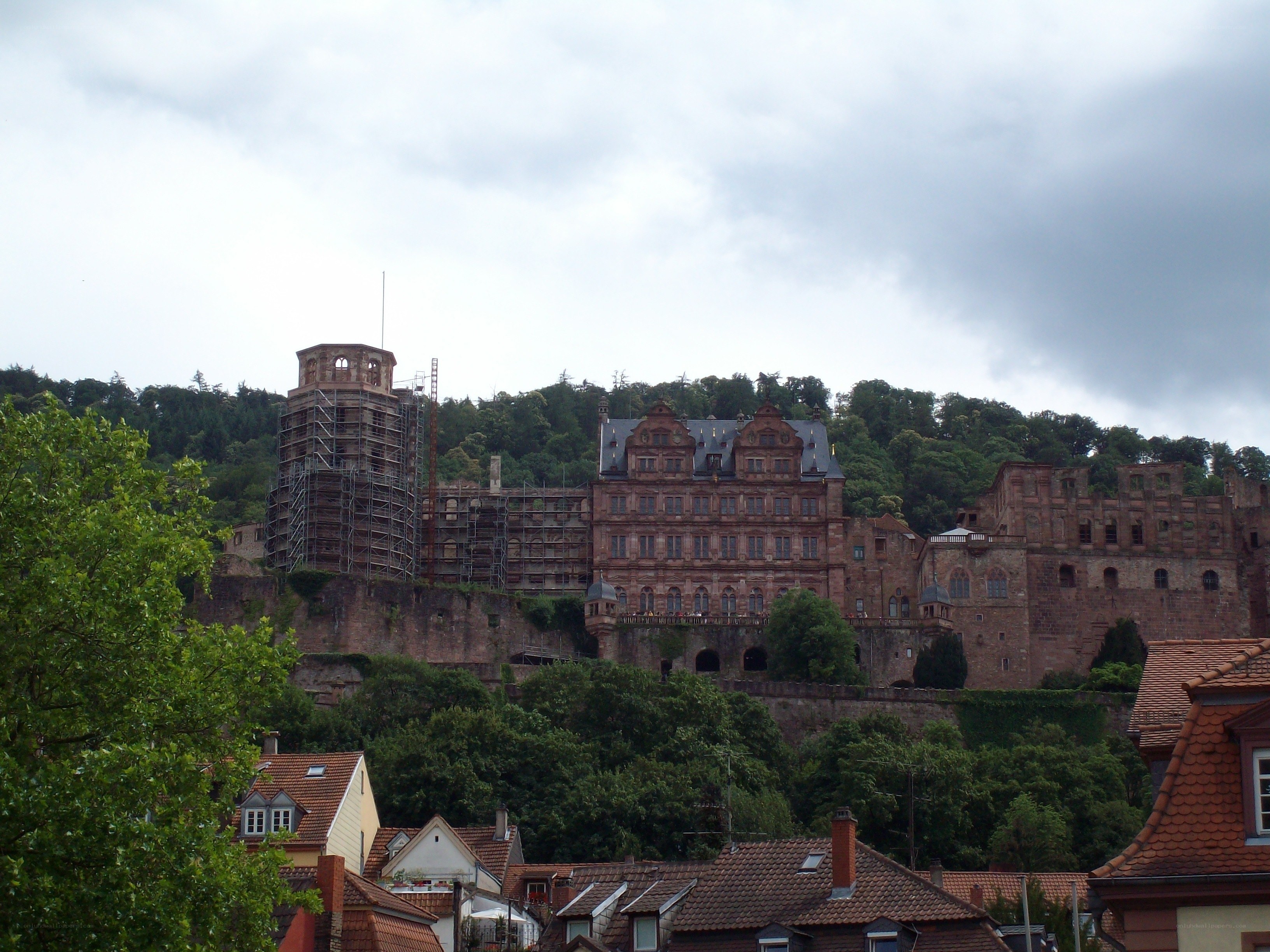 Heidelberg Castle on a cloudy day