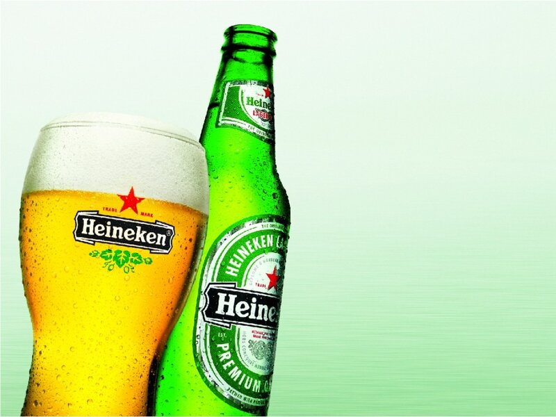 Heineken beer bottle and glass
