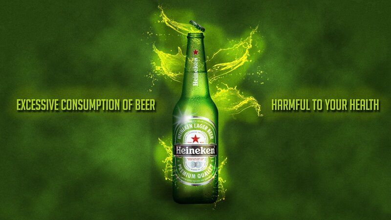 Heineken Beer Bottle — Green, Dramatic