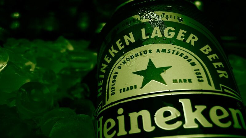 Heineken beer bottle in ice