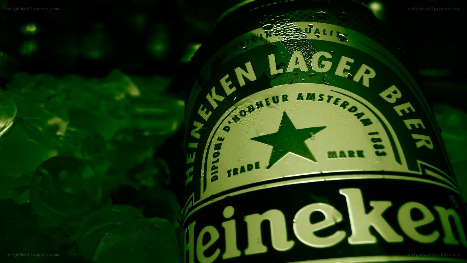 Heineken beer bottle in ice