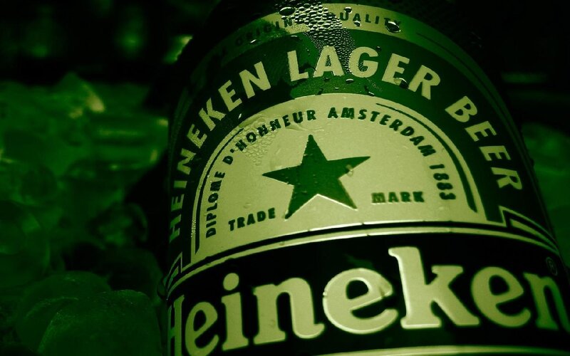 Heineken beer bottle in ice