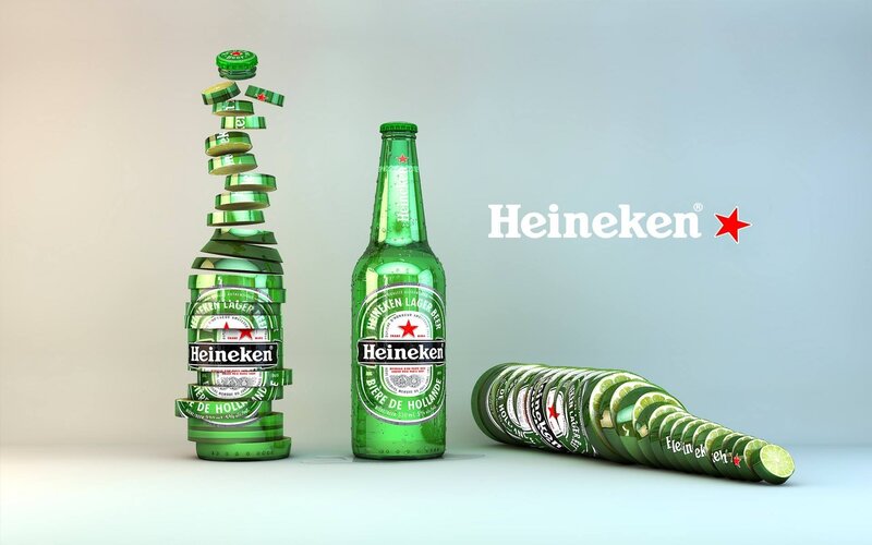 Heineken Beer Bottles — Green, Clean, Minimalist