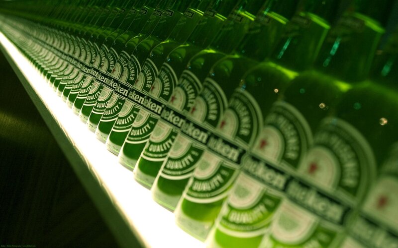 Heineken Beer Bottles — Green, Dramatic