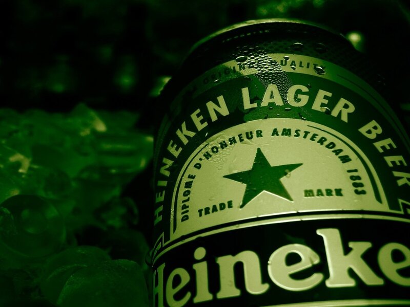 Heineken beer can in ice